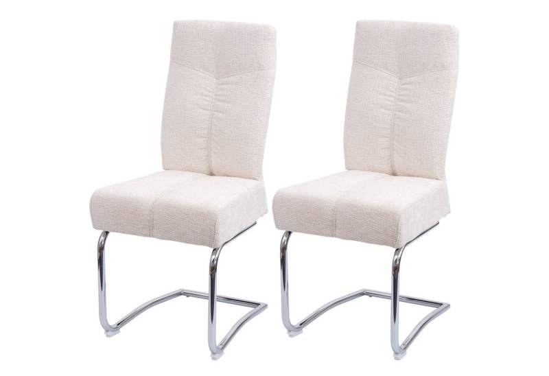 PROREGAL® Esszimmerstuhl 2x Esszimmerstuhl gepolstert 105x46x60cm Metall Stoff Chenille Creme von PROREGAL®