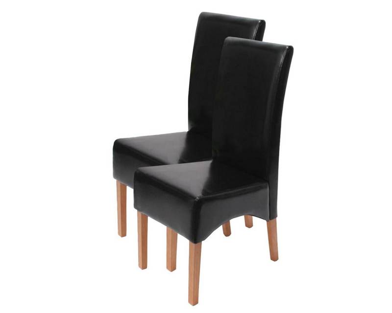 PROREGAL® Esszimmerstuhl 2x Esszimmerstuhlgepolstert 102x44x54cm Leder helle Beine Schwarz von PROREGAL®