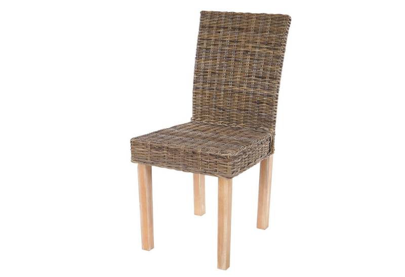 PROREGAL® Esszimmerstuhl 4x Esszimmerstuhl HxBxT 89x43x56cm Kubu-Rattan Korbstuhl von PROREGAL®