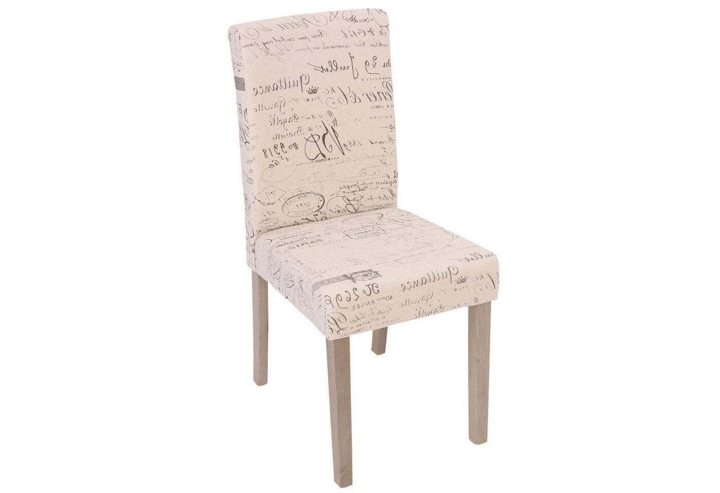 PROREGAL® Esszimmerstuhl 4x Esszimmerstuhl HxBxT 90x43x56cm Küchenstuhl Textil Schriftzug Creme von PROREGAL®