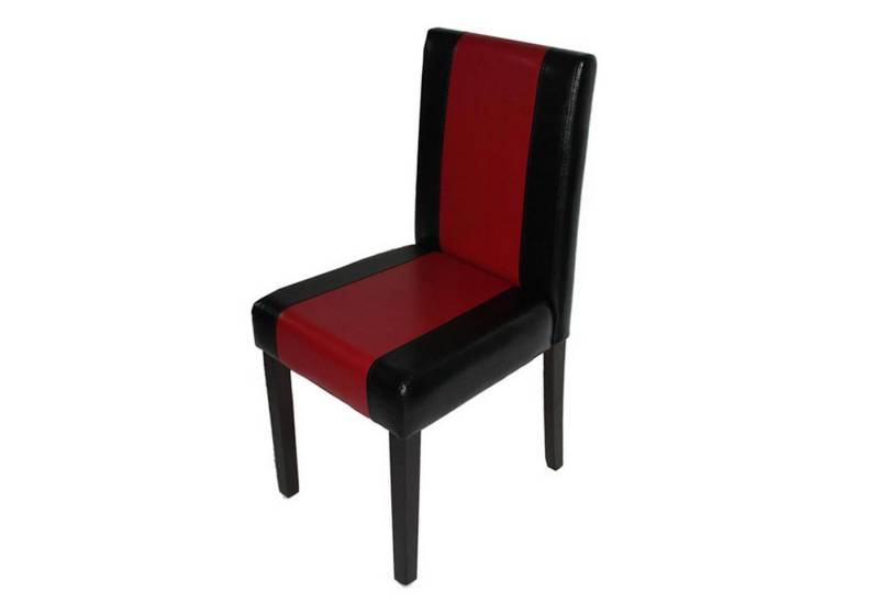 PROREGAL® Esszimmerstuhl 4x Esszimmerstuhl Küchenstuhl 90x43x56cm Kunstleder Schwarz-Rot von PROREGAL®