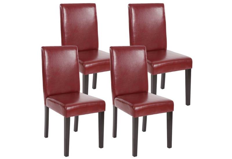 PROREGAL® Esszimmerstuhl 4x Esszimmerstuhl Küchenstuhl HxBxT 90x43x56cm Kunstleder Rot-Braun von PROREGAL®