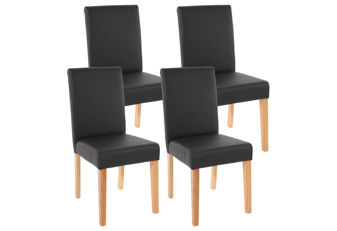 PROREGAL® Esszimmerstuhl 4x Esszimmerstuhl Küchenstuhl HxBxT 90x43x56cm Kunstleder Schwarz matt von PROREGAL®