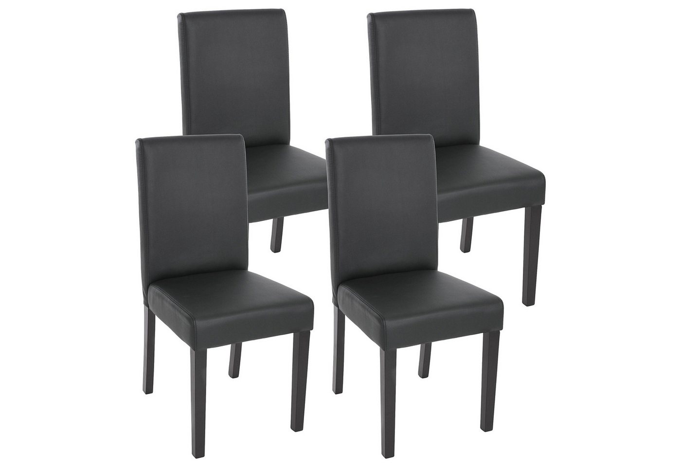 PROREGAL® Esszimmerstuhl 4x Esszimmerstuhl Küchenstuhl HxBxT 90x43x56cm Kunstleder Schwarz matt von PROREGAL®