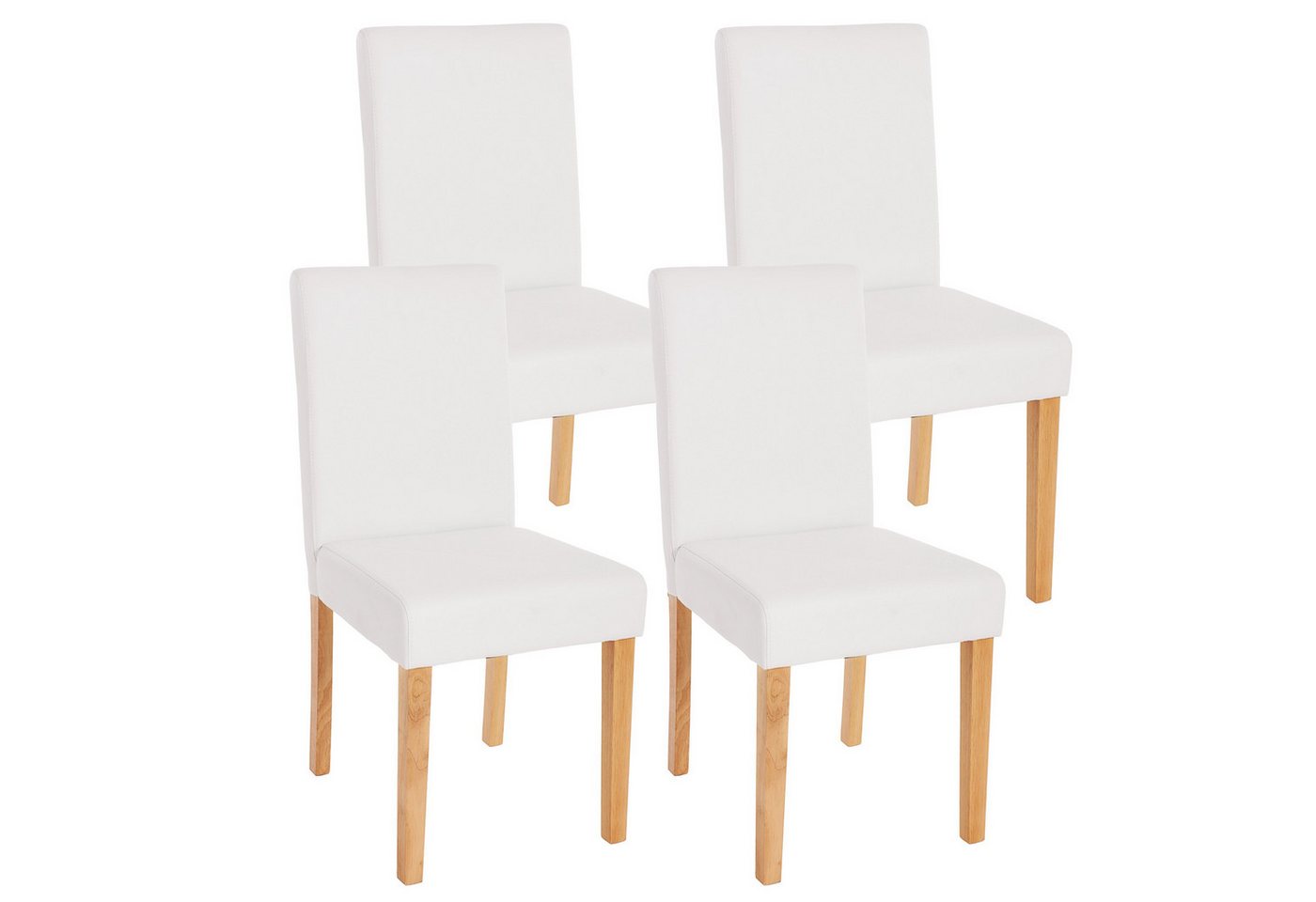 PROREGAL® Esszimmerstuhl 4x Esszimmerstuhl Küchenstuhl HxBxT 90x43x56cm Kunstleder Weiß matt von PROREGAL®