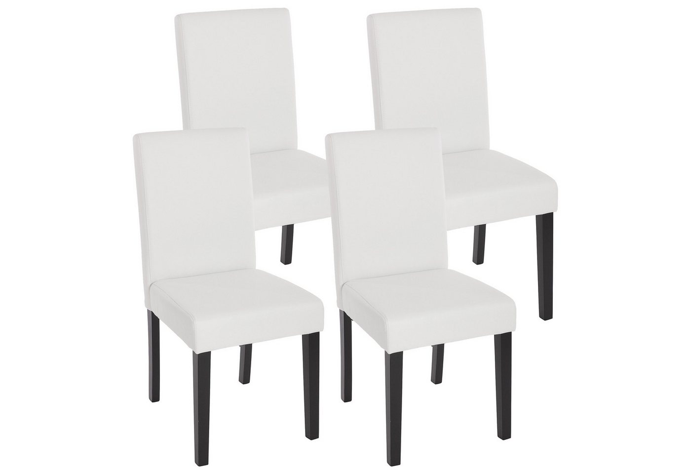 PROREGAL® Esszimmerstuhl 4x Esszimmerstuhl Küchenstuhl HxBxT 90x43x56cm Kunstleder Weiß matt von PROREGAL®