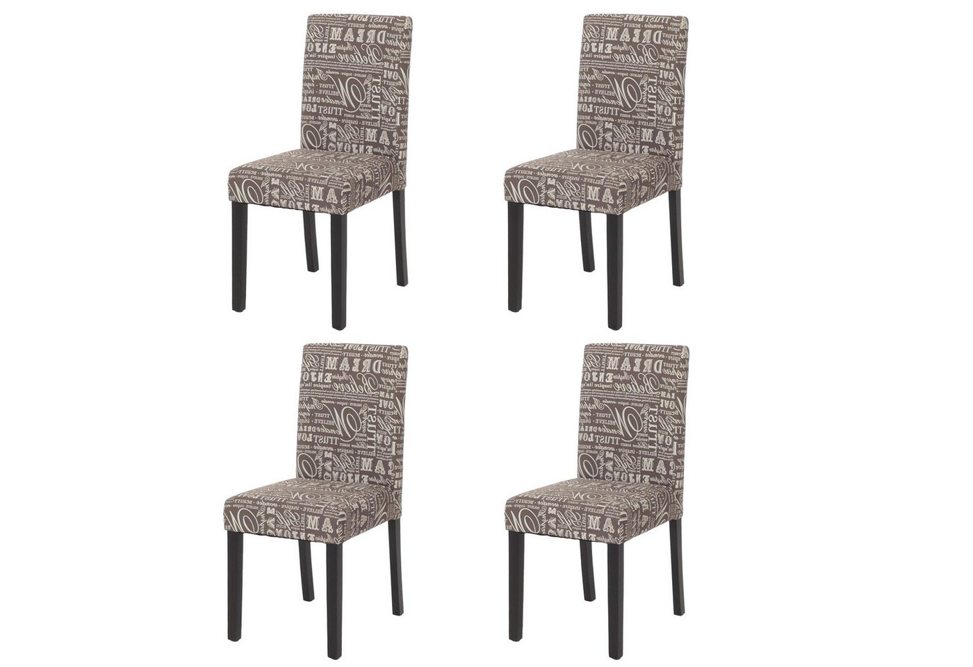 PROREGAL® Esszimmerstuhl 4x Esszimmerstuhl Küchenstuhl HxBxT 90x43x56cm Textil Schriftzug Grau von PROREGAL®