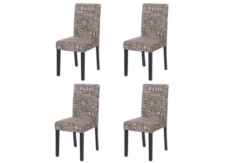 PROREGAL® Esszimmerstuhl 4x Esszimmerstuhl Küchenstuhl HxBxT 90x43x56cm Textil Schriftzug Grau von PROREGAL®