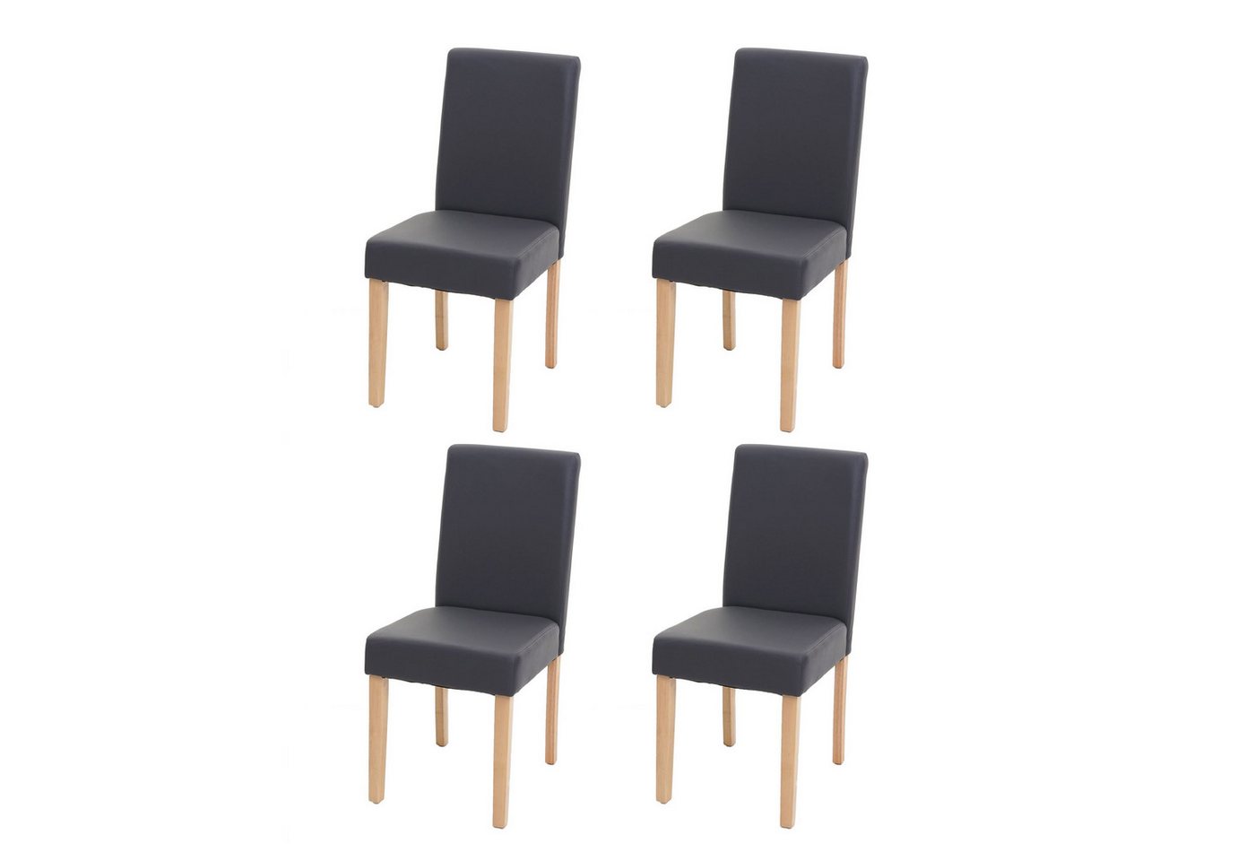PROREGAL® Esszimmerstuhl 4x Esszimmerstuhl Stuhl Küchenstuhl 90x43x56cm Kunstleder Grau matt von PROREGAL®
