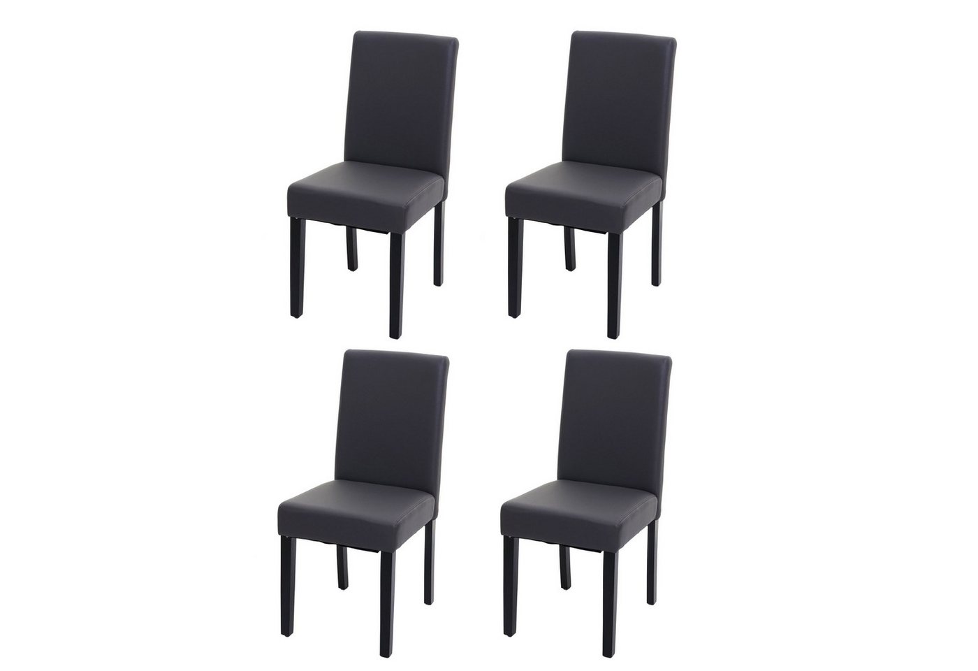PROREGAL® Esszimmerstuhl 4x Esszimmerstuhl Stuhl Küchenstuhl 90x43x56cm Kunstleder Grau matt von PROREGAL®