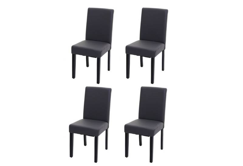 PROREGAL® Esszimmerstuhl 4x Esszimmerstuhl Stuhl Küchenstuhl 90x43x56cm Kunstleder Grau matt von PROREGAL®