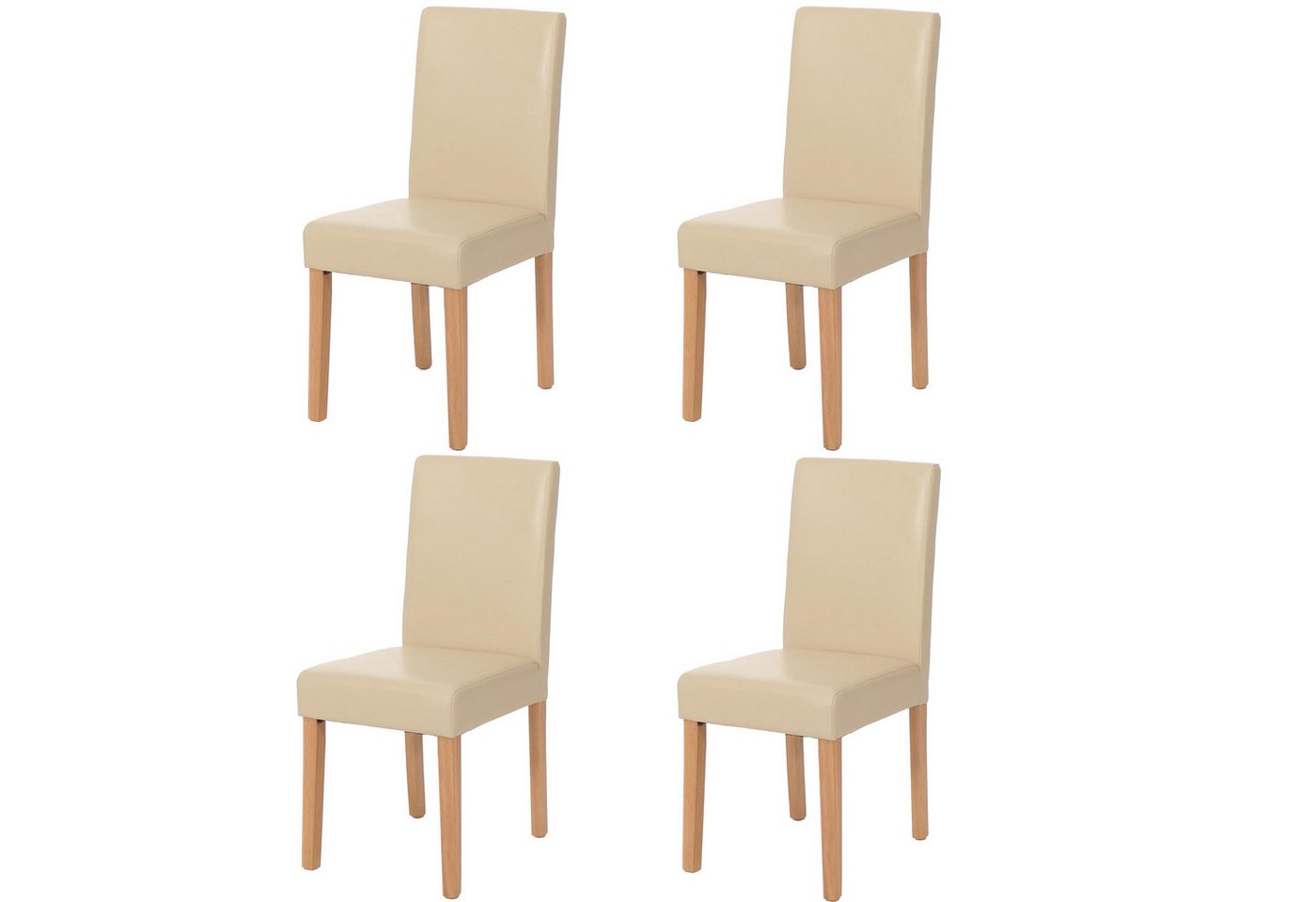 PROREGAL® Esszimmerstuhl 4x Esszimmerstuhl Stuhl Küchenstuhl HxBxT 90x43x56cm Kunstleder Creme von PROREGAL®