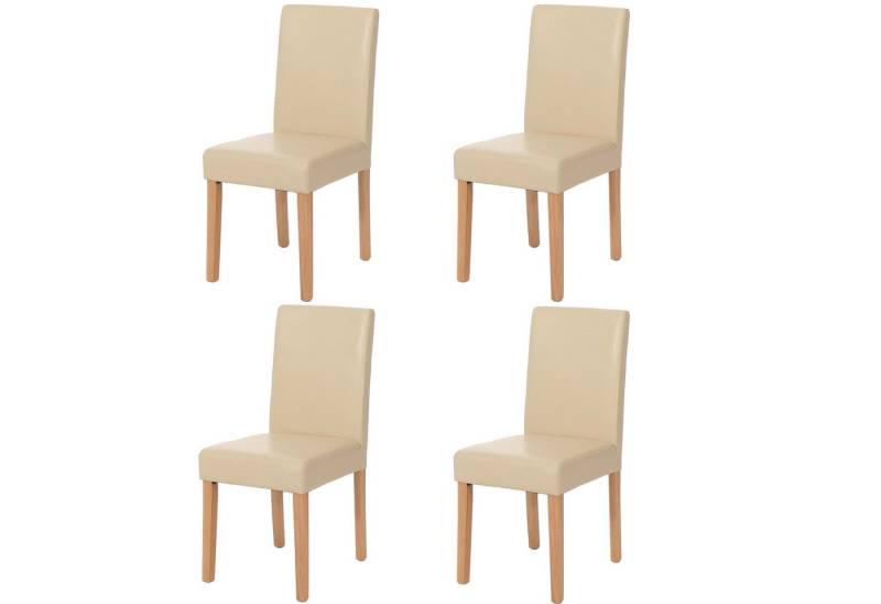 PROREGAL® Esszimmerstuhl 4x Esszimmerstuhl Stuhl Küchenstuhl HxBxT 90x43x56cm Kunstleder Creme von PROREGAL®