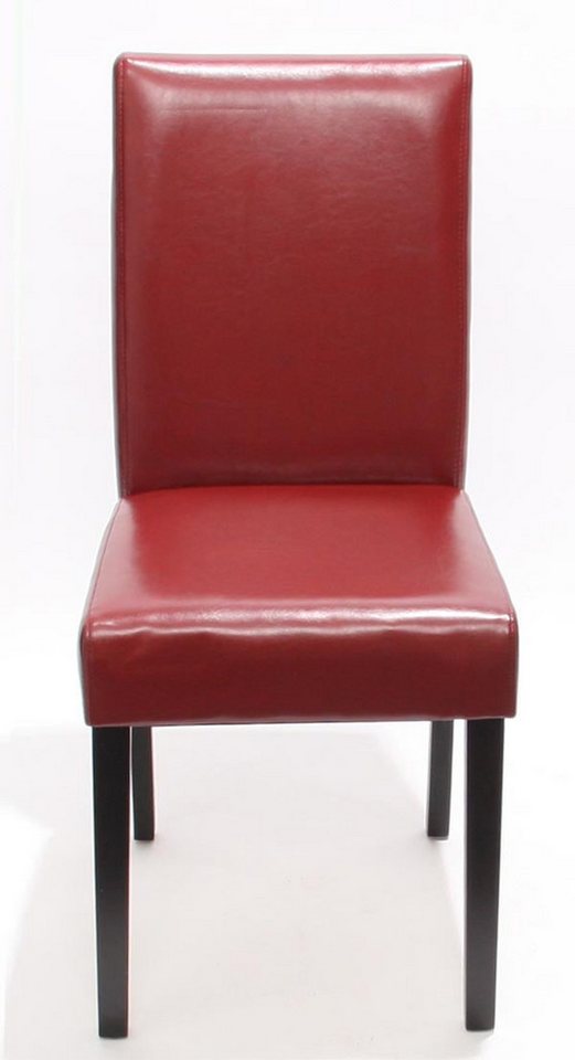 PROREGAL® Esszimmerstuhl 4x Esszimmerstuhl Stuhl Küchenstuhl HxBxT 90x43x56cm Leder Rot von PROREGAL®