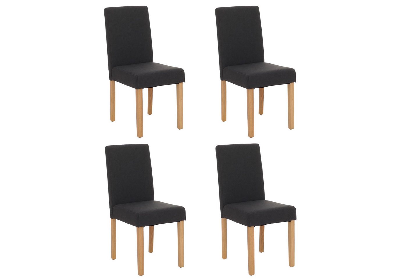 PROREGAL® Esszimmerstuhl 4x Esszimmerstuhl Stuhl Küchenstuhl HxBxT 90x43x56cm Textil Schwarz von PROREGAL®