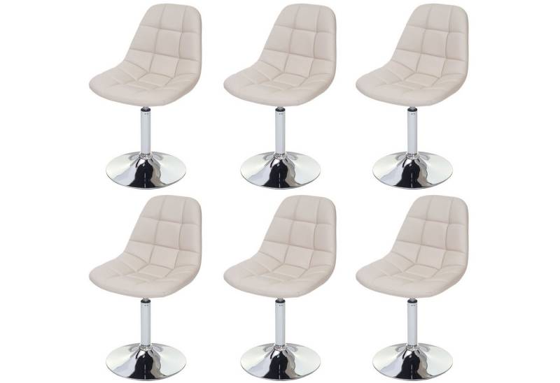 PROREGAL® Esszimmerstuhl 6er-Set Esszimmerstuhl HxBxT 84x47x50cm Chrom Kunstleder Creme von PROREGAL®