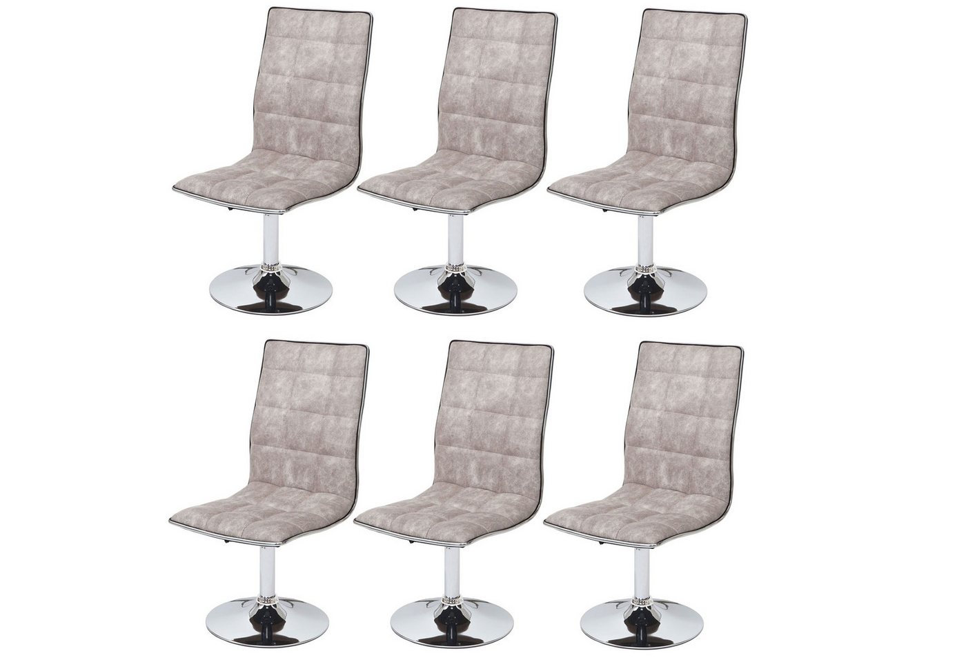 PROREGAL® Esszimmerstuhl 6x Esszimmerstuhl 103x43x54cm Sitzhöhe 41cm Stoff vintage Kieselgrau von PROREGAL®