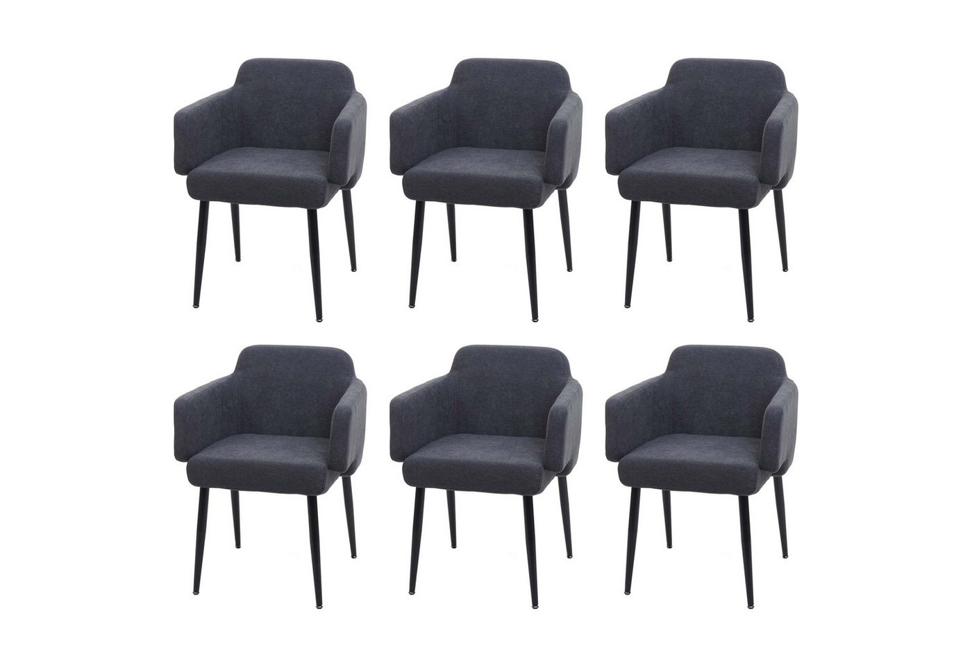 PROREGAL® Esszimmerstuhl 6x Esszimmerstuhl 77x57x56cm Sitzhöhe 48cm Stoff Metall Anthrazit von PROREGAL®