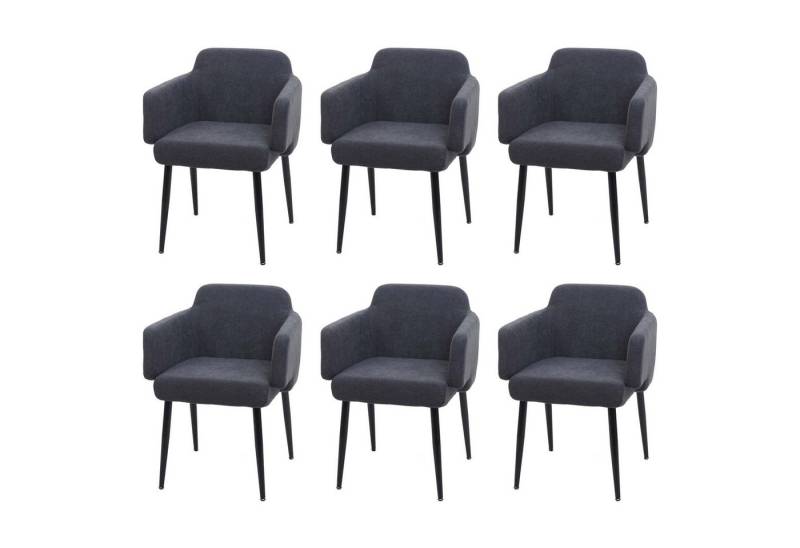 PROREGAL® Esszimmerstuhl 6x Esszimmerstuhl 77x57x56cm Sitzhöhe 48cm Stoff Metall Anthrazit von PROREGAL®