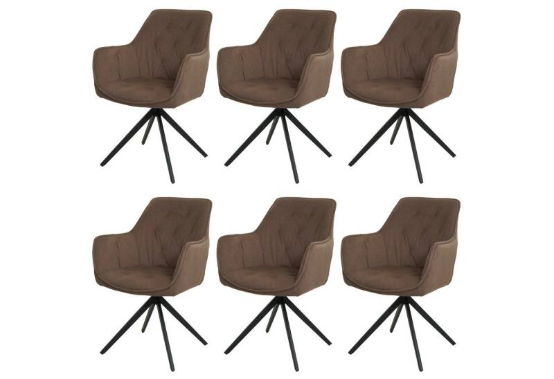 PROREGAL® Esszimmerstuhl 6x Esszimmerstuhl 87x55x60cm Sitzhöhe 48cm Metall Stoff Braun von PROREGAL®
