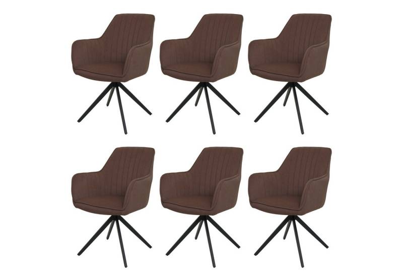 PROREGAL® Esszimmerstuhl 6x Esszimmerstuhl 87x58x55cm drehbar Auto-Position Stoff Braun von PROREGAL®