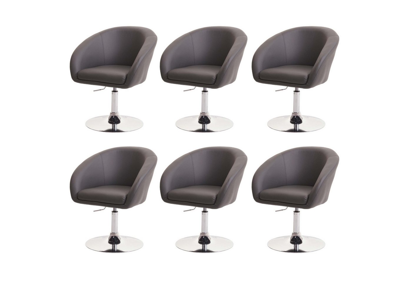 PROREGAL® Esszimmerstuhl 6x Esszimmerstuhl 90x59x60cm drehbar höhenverstellbar Kunstleder Grau von PROREGAL®