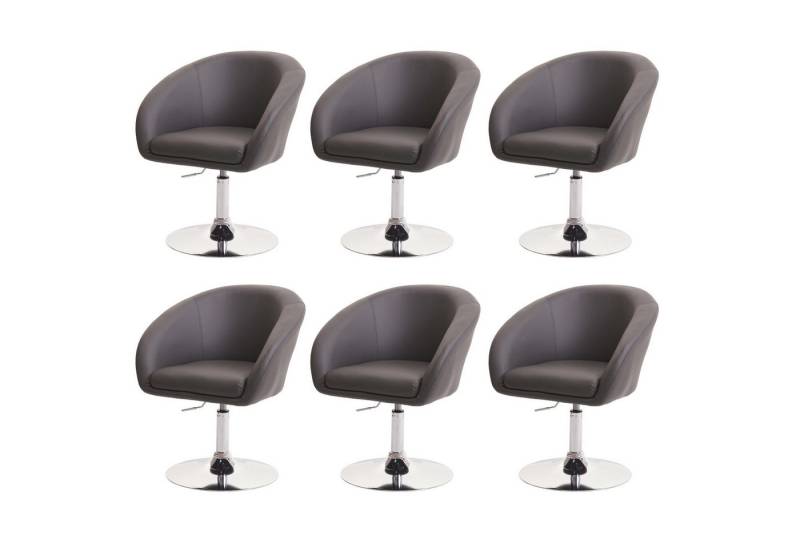 PROREGAL® Esszimmerstuhl 6x Esszimmerstuhl 90x59x60cm drehbar höhenverstellbar Kunstleder Grau von PROREGAL®