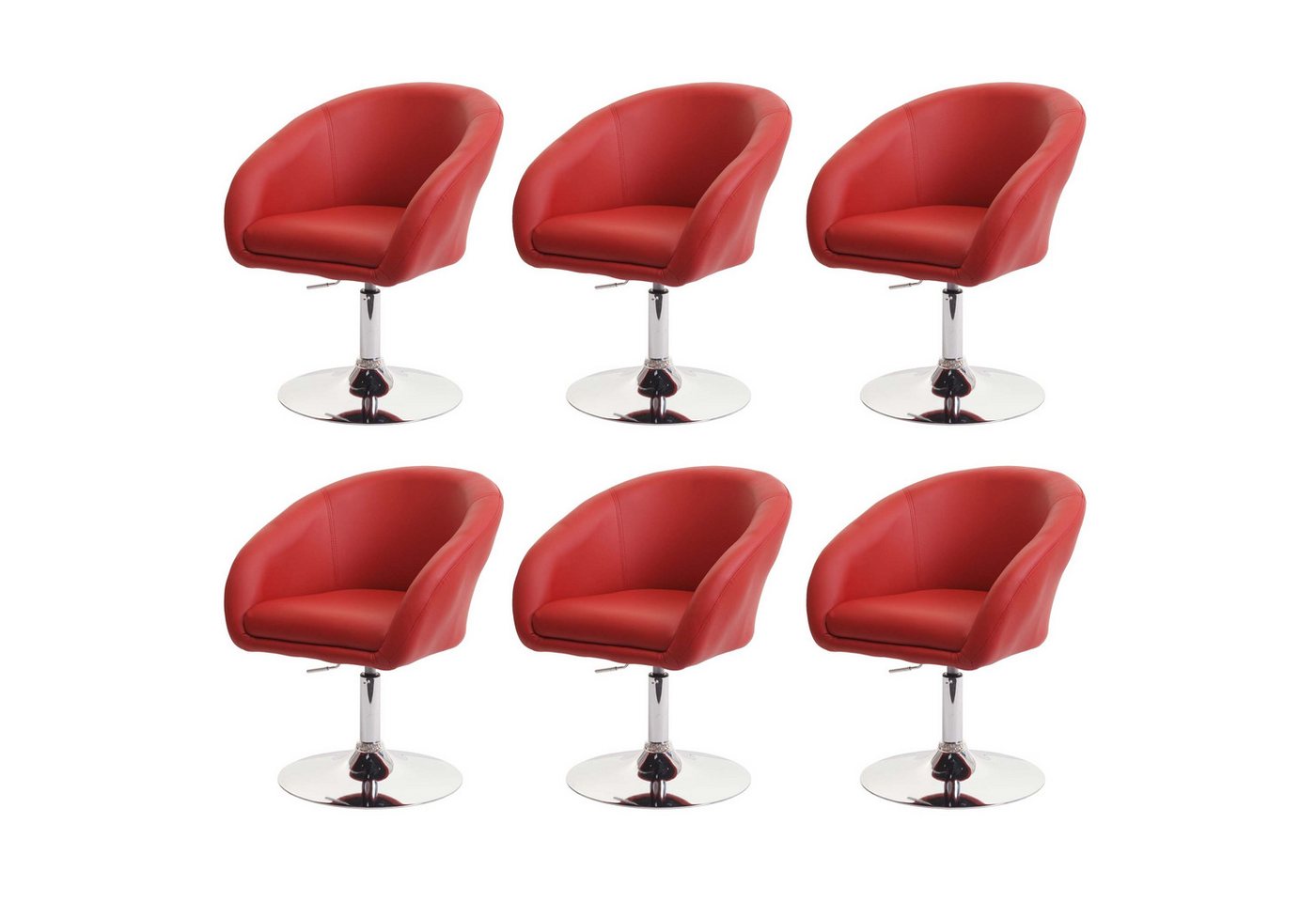 PROREGAL® Esszimmerstuhl 6x Esszimmerstuhl 90x59x60cm drehbar höhenverstellbar Kunstleder Rot von PROREGAL®