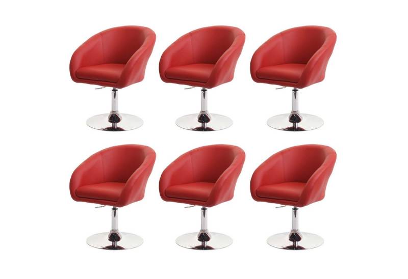 PROREGAL® Esszimmerstuhl 6x Esszimmerstuhl 90x59x60cm drehbar höhenverstellbar Kunstleder Rot von PROREGAL®