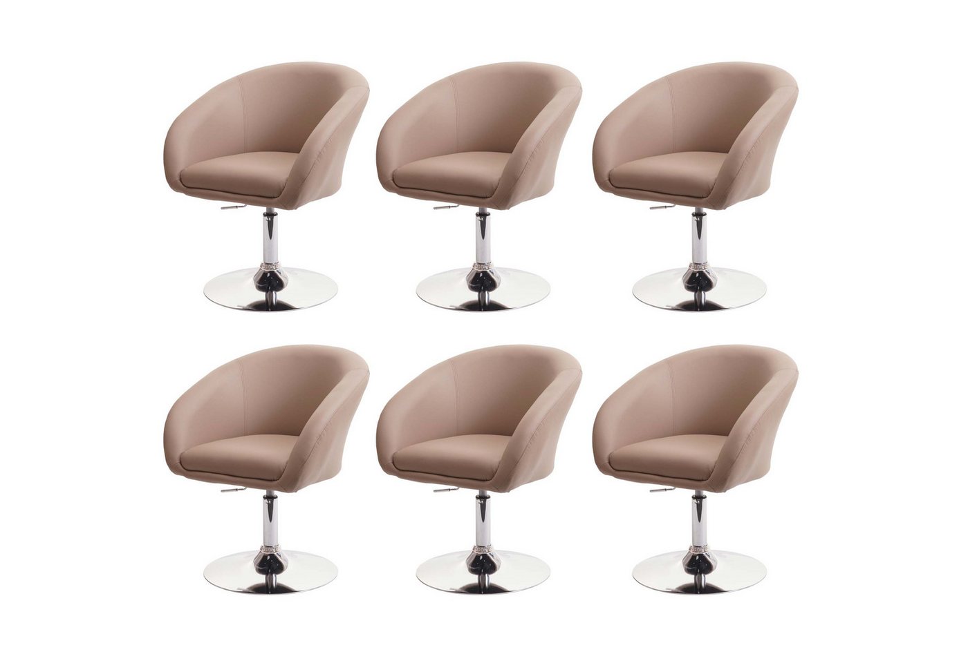 PROREGAL® Esszimmerstuhl 6x Esszimmerstuhl 90x59x60cm drehbar höhenverstellbar Kunstleder Taupe von PROREGAL®