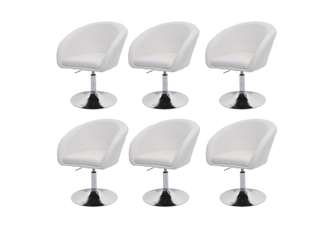PROREGAL® Esszimmerstuhl 6x Esszimmerstuhl 90x59x60cm drehbar höhenverstellbar Stoff Creme-Weiß von PROREGAL®