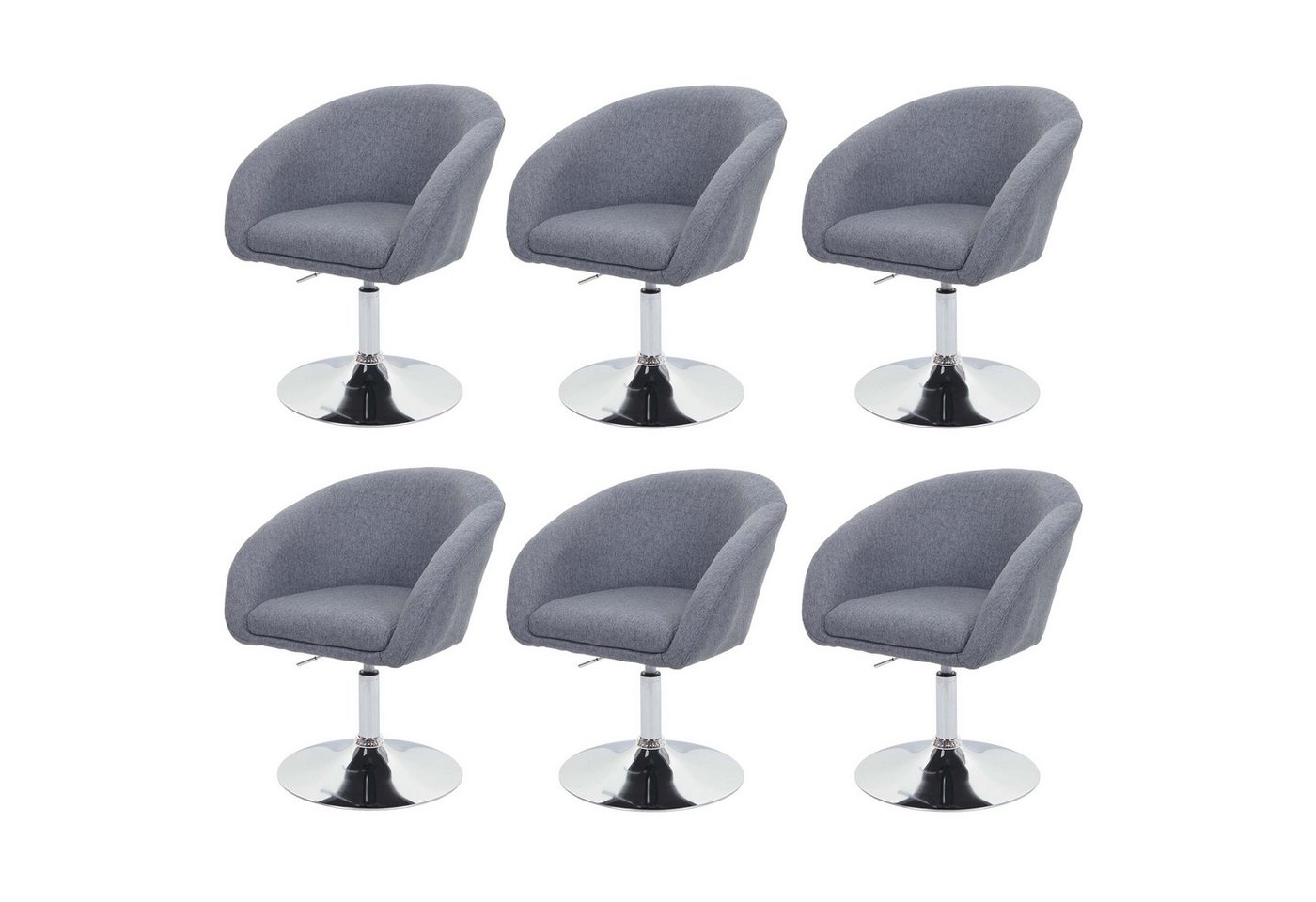 PROREGAL® Esszimmerstuhl 6x Esszimmerstuhl 90x59x60cm drehbar höhenverstellbar Stoff Dunkelgrau von PROREGAL®