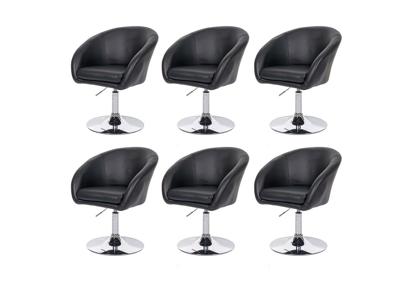 PROREGAL® Esszimmerstuhl 6x Esszimmerstuhl 90x59x60cm höhenverstellbar Kunstleder Schwarz von PROREGAL®