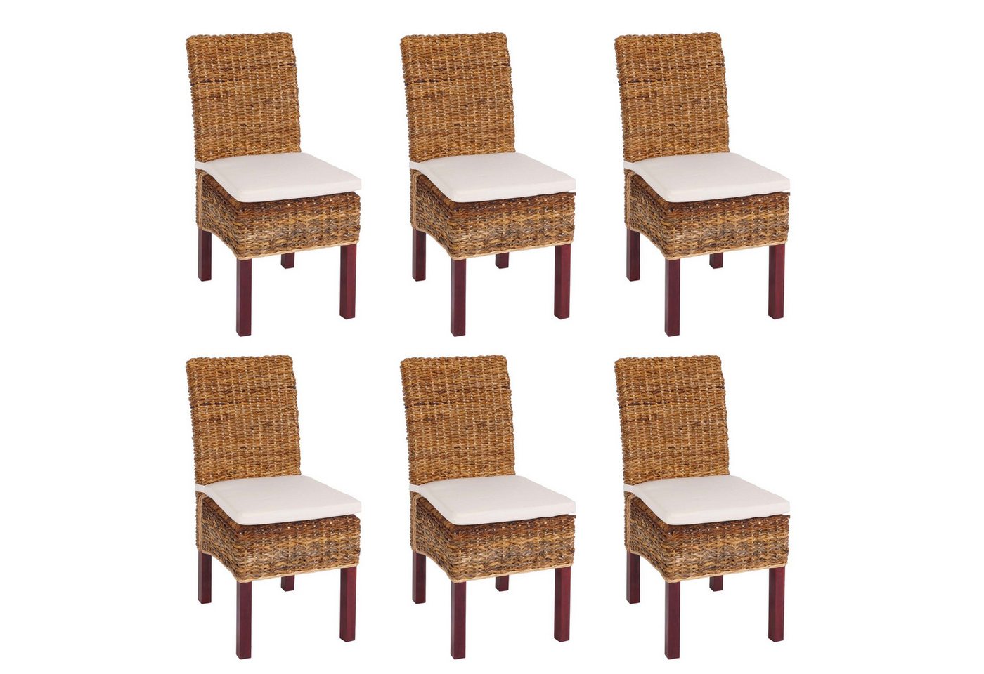 PROREGAL® Esszimmerstuhl 6x Esszimmerstuhl Korbstuhl Malibu HxBxT 96x46x41cm hell mit Kissen von PROREGAL®