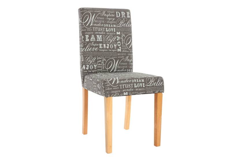 PROREGAL® Esszimmerstuhl 6x Esszimmerstuhl Küchenstuhl 90x43x48cm Textil mit Schriftzug Grau von PROREGAL®