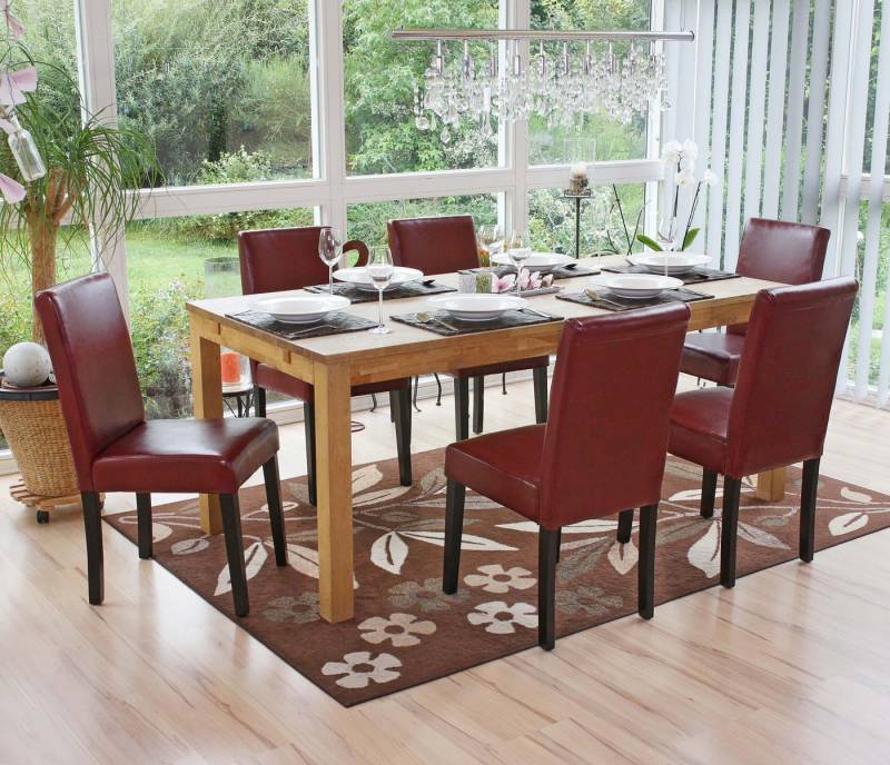 PROREGAL® Esszimmerstuhl 6x Esszimmerstuhl Stuhl Küchenstuhl 90x43x56cm Kunstleder Rot-Braun von PROREGAL®