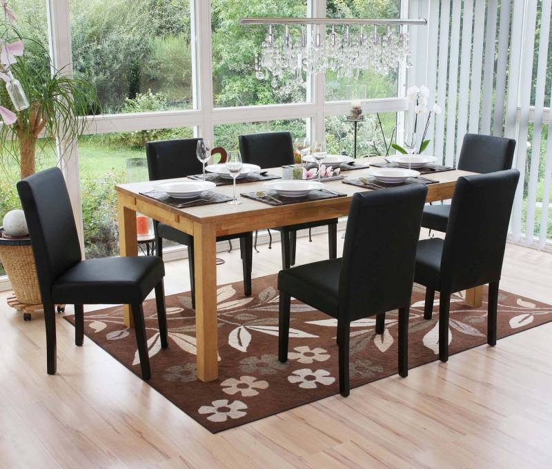 PROREGAL® Esszimmerstuhl 6x Esszimmerstuhl Stuhl Küchenstuhl 90x43x56cm Kunstleder Schwarz matt von PROREGAL®