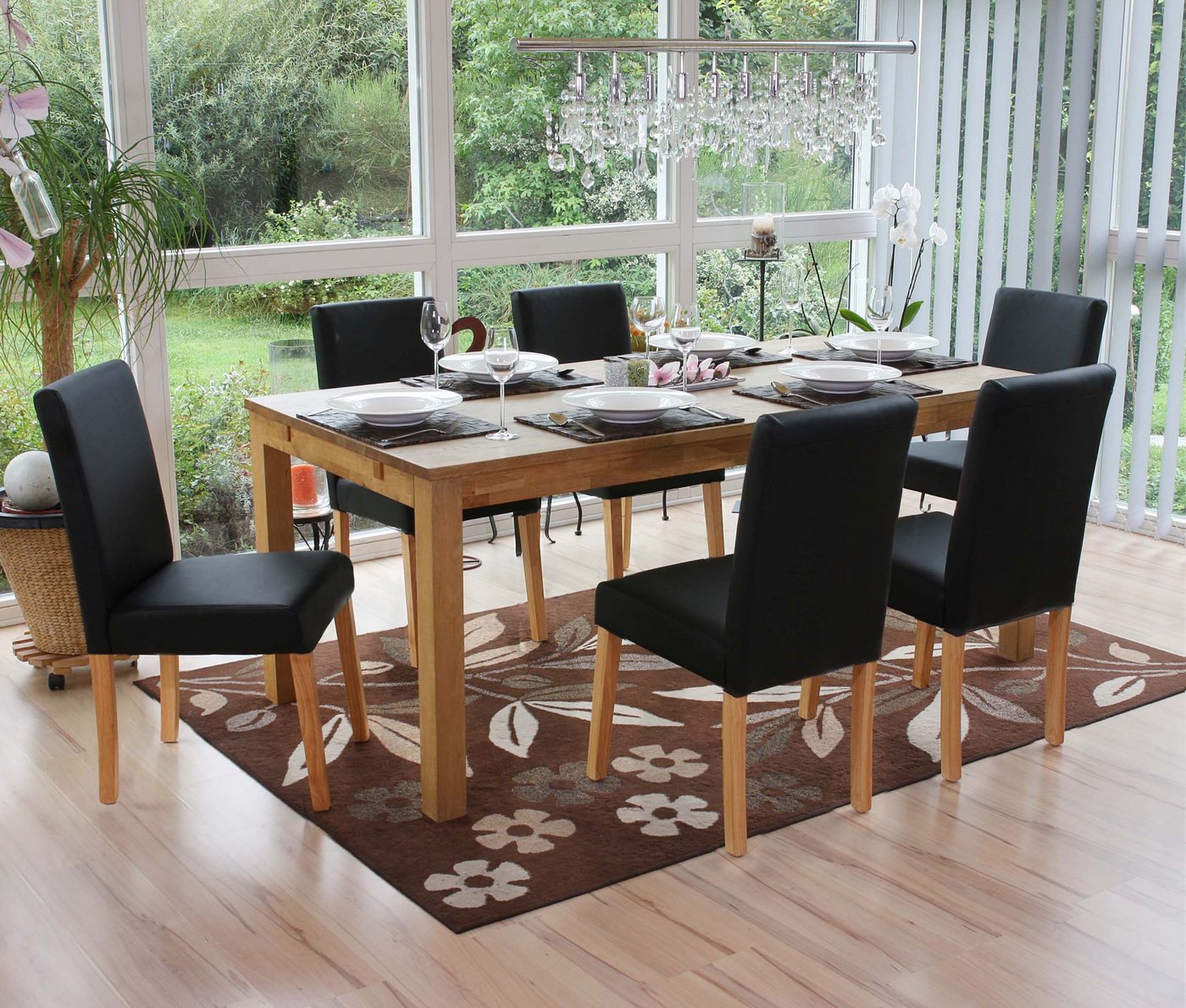 PROREGAL® Esszimmerstuhl 6x Esszimmerstuhl Stuhl Küchenstuhl 90x43x56cm Kunstleder Schwarz matt von PROREGAL®