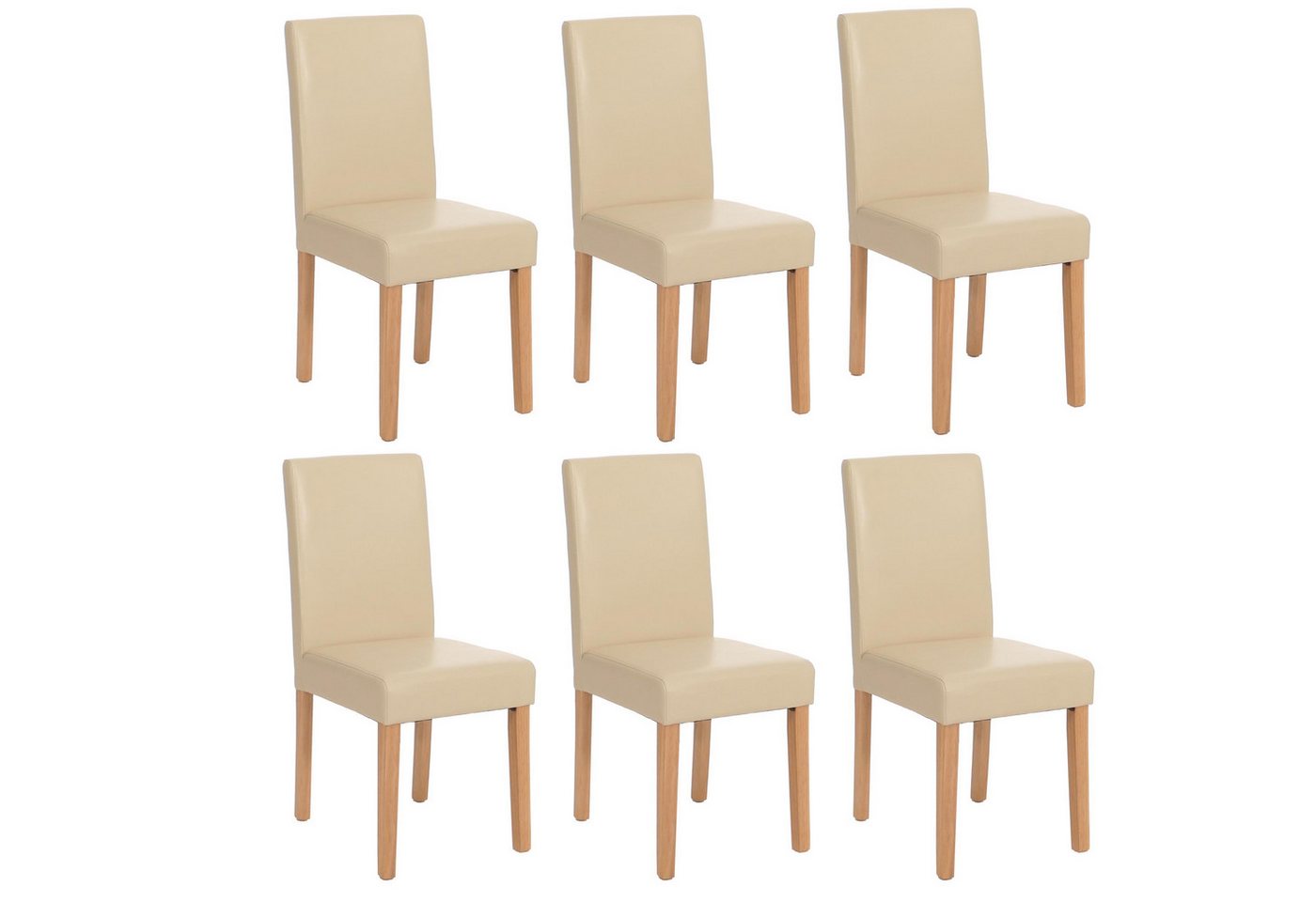 PROREGAL® Esszimmerstuhl 6x Esszimmerstuhl Stuhl Küchenstuhl HxBxT 90x43x56cm Kunstleder Creme von PROREGAL®