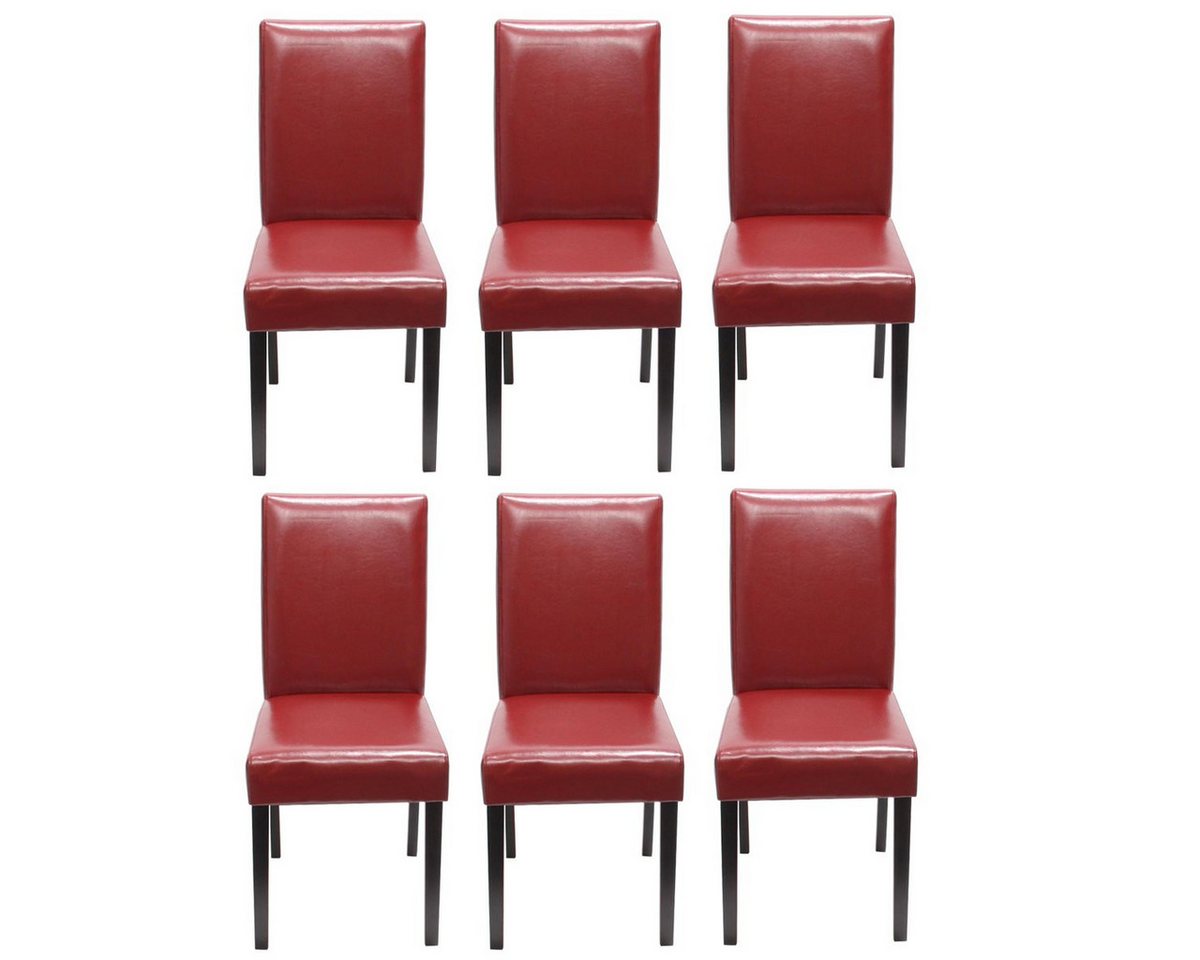 PROREGAL® Esszimmerstuhl 6x Esszimmerstuhl Stuhl Küchenstuhl HxBxT 90x43x56cm Leder Rot von PROREGAL®