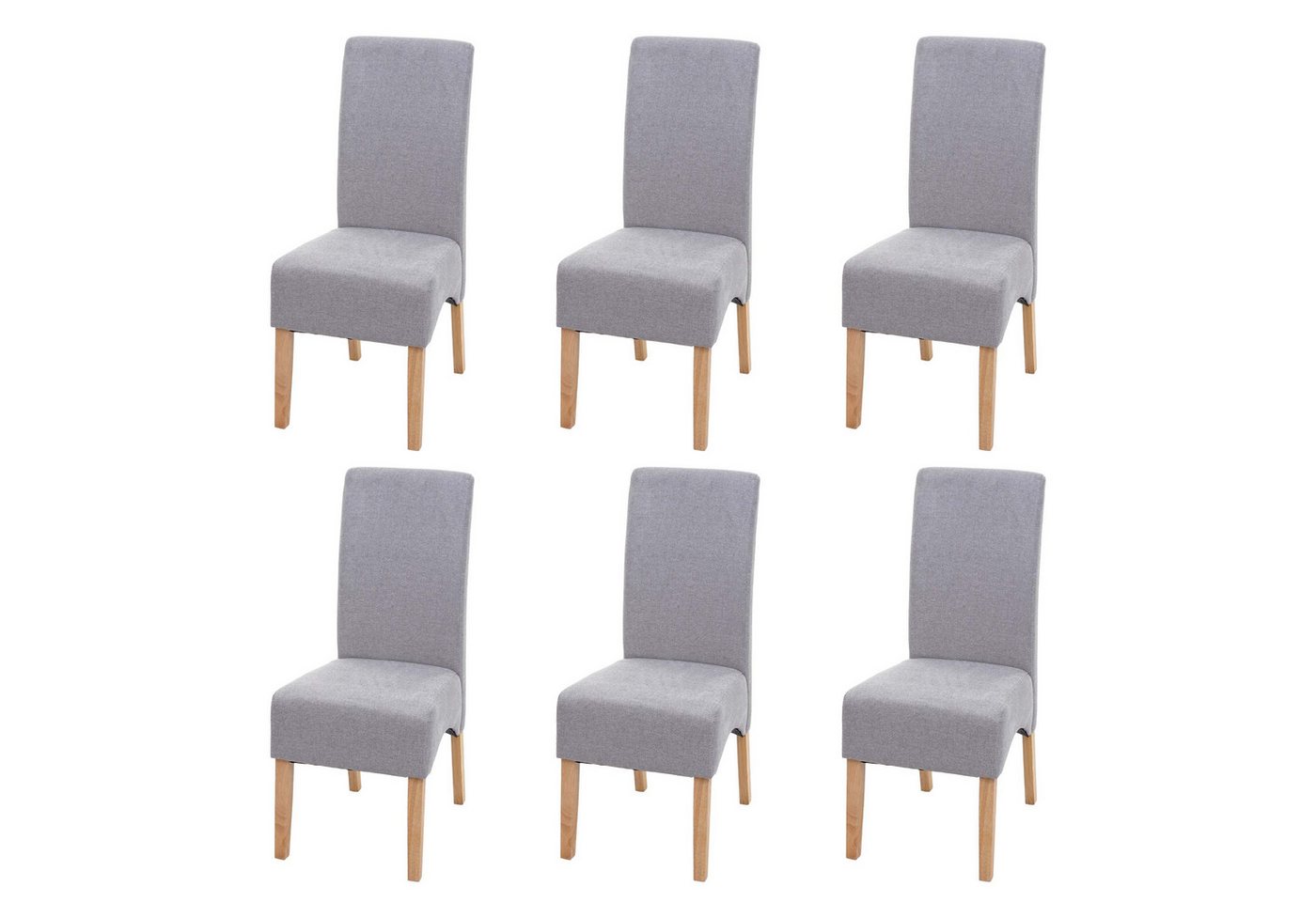 PROREGAL® Esszimmerstuhl 6x Esszimmerstuhl gepolstert 100x44x56cm Stoff Hellgrau helle Beine von PROREGAL®