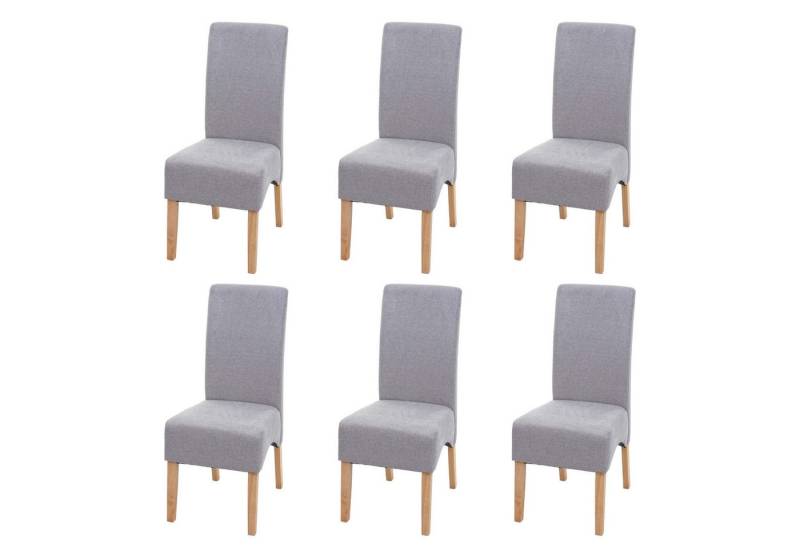 PROREGAL® Esszimmerstuhl 6x Esszimmerstuhl gepolstert 100x44x56cm Stoff Hellgrau helle Beine von PROREGAL®