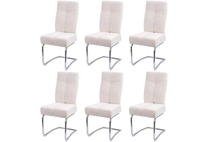 PROREGAL® Esszimmerstuhl 6x Esszimmerstuhl gepolstert 105x46x60cm Metall Stoff Chenille Creme von PROREGAL®
