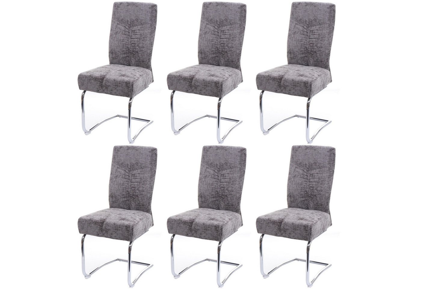 PROREGAL® Esszimmerstuhl 6x Esszimmerstuhl gepolstert 105x46x60cm Stoff Chenille Dunkelgrau von PROREGAL®
