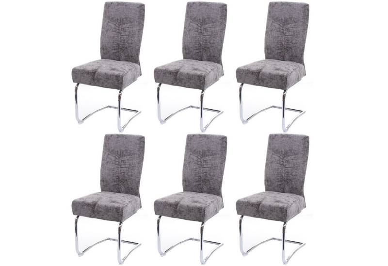 PROREGAL® Esszimmerstuhl 6x Esszimmerstuhl gepolstert 105x46x60cm Stoff Chenille Dunkelgrau von PROREGAL®