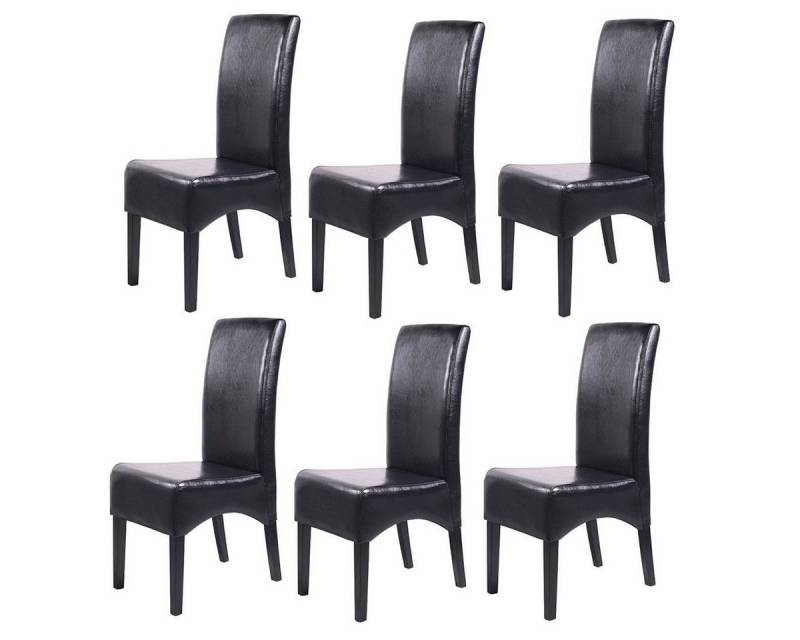 PROREGAL® Esszimmerstuhl 6x Esszimmerstuhlgepolstert 102x44x54cm Leder dunkle Beine Schwarz von PROREGAL®