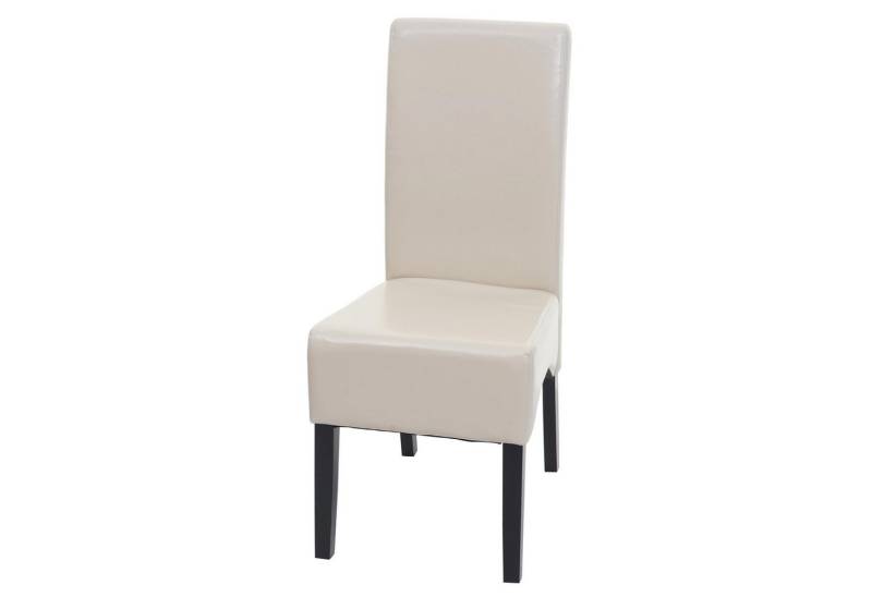 PROREGAL® Esszimmerstuhl Esszimmerstuhl gepolstert HxBxT 100x44x56cm Leder dunkle Beine Creme von PROREGAL®