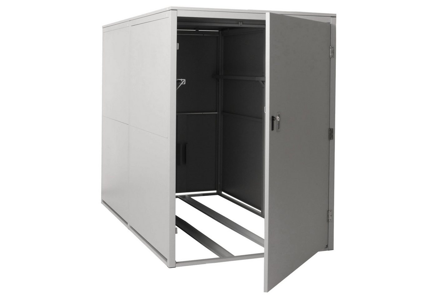 PROREGAL® Fahrradbox 2er-Fahrradgarage 160x113x209cm abschließbar Metall Hellgrau, stabil, robust, abschließbar und flexibel montierbar von PROREGAL®