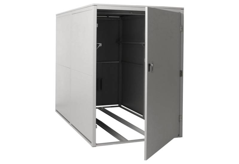 PROREGAL® Fahrradbox 2er-Fahrradgarage 160x113x209cm abschließbar Metall Hellgrau, stabil, robust, abschließbar und flexibel montierbar von PROREGAL®