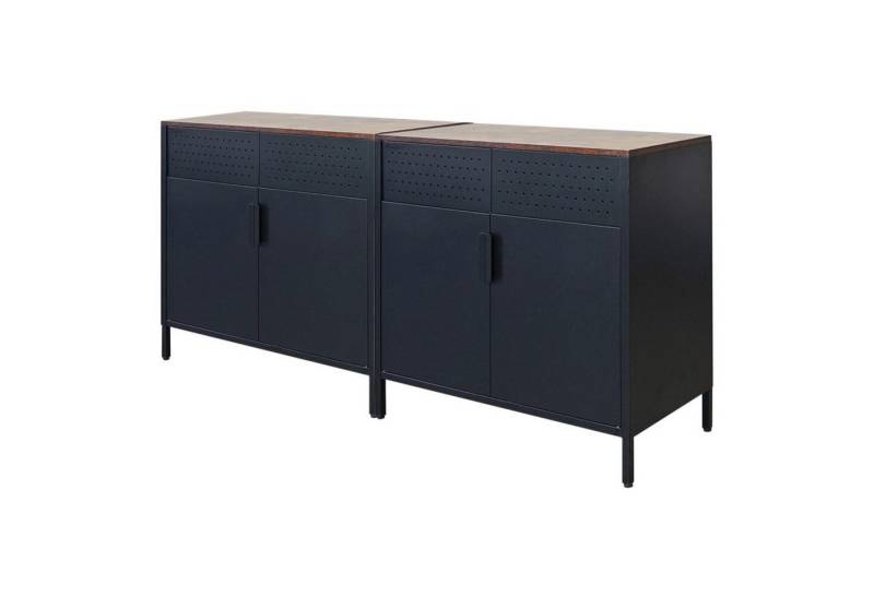 PROREGAL® Aktenschrank Mega Deal 2x Flügeltürenschrank LION 76x80x40cm Vintagebraun/Schwarz von PROREGAL®